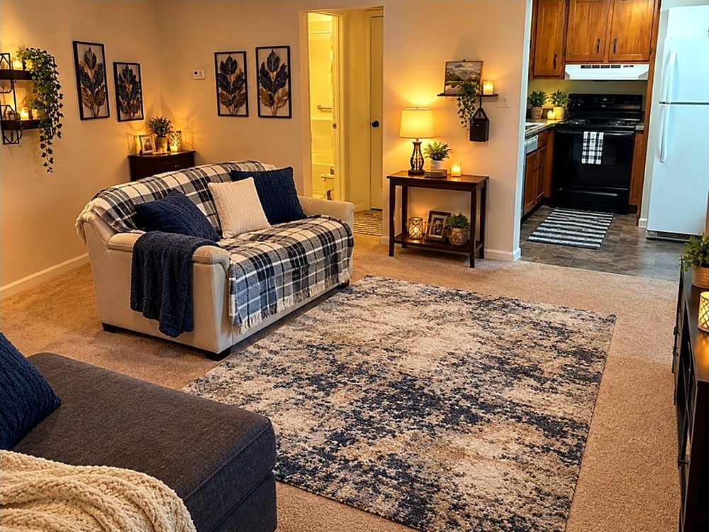 Clean, organized living room after service